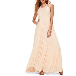NWT Gorgeous Peach Pleated Maxi Dress